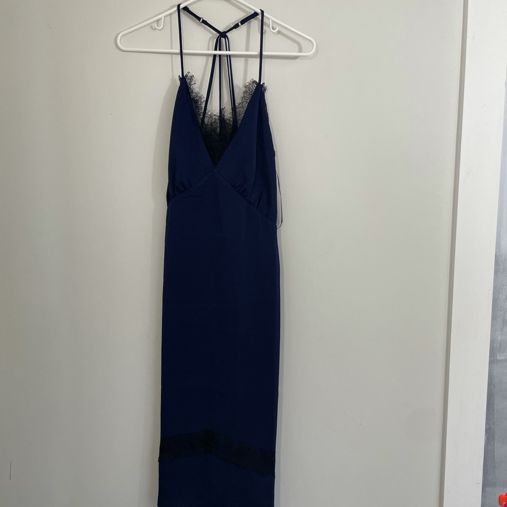 Adeptness Rae M midi blue black lace slip Dress - Picture 6 of 11